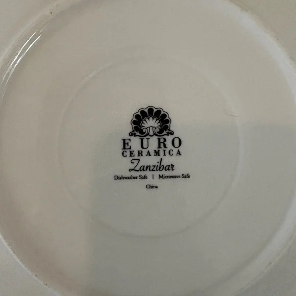 Euro Ceramic Zanzibar Pasta Bowls Set of Eight Spanish Style Floral Stoneware - Picture 5 of 8